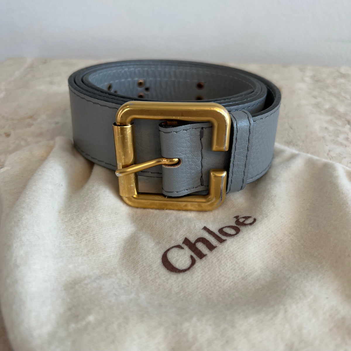 Authentic CHLOE Blue/Grey Leather Belt – Valamode