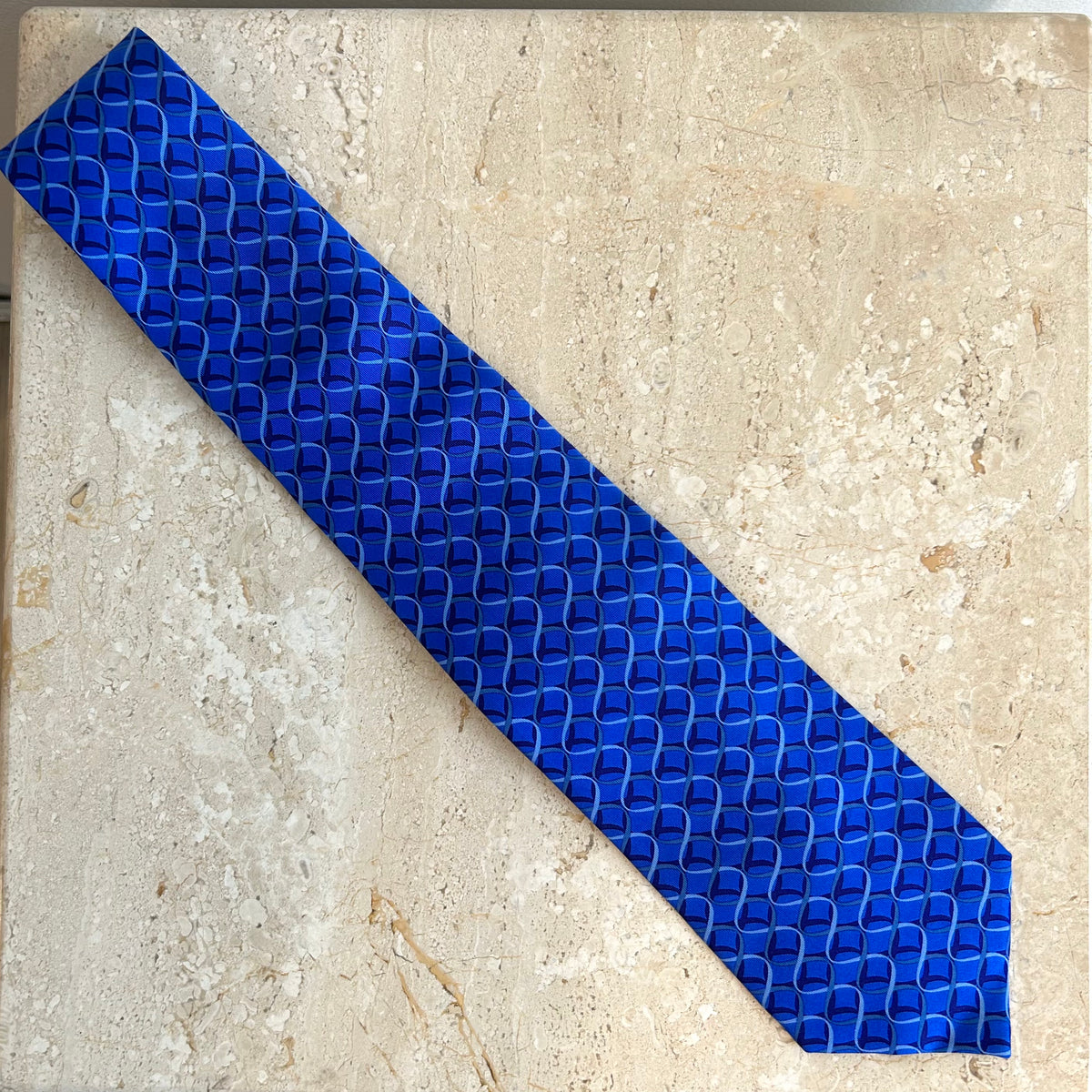 Pre-Owned GUCCI Vintage Mens Blue Swirl Necktie – Valamode