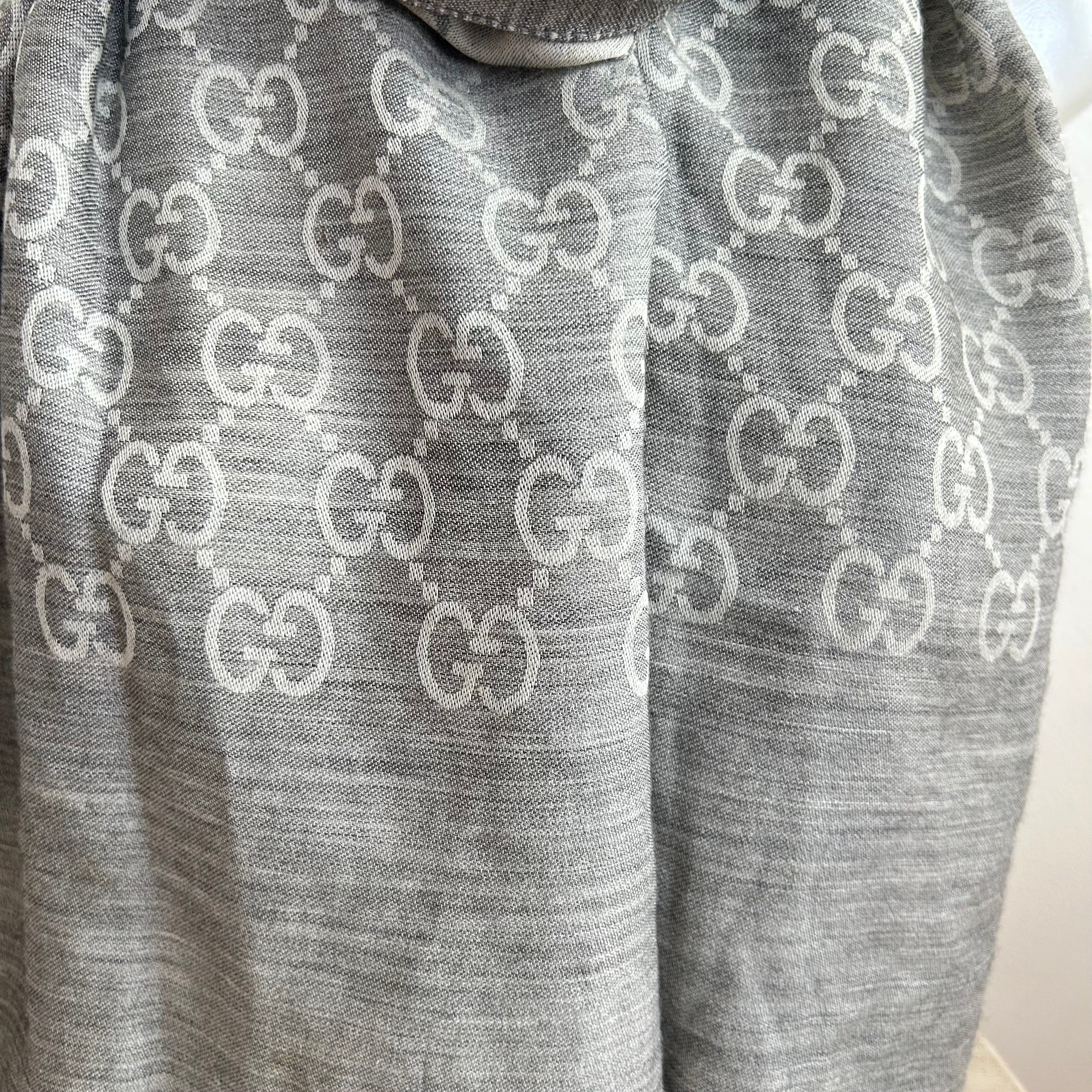 Pre-Owned GUCCI Grey Light Wool/Silk Scarf