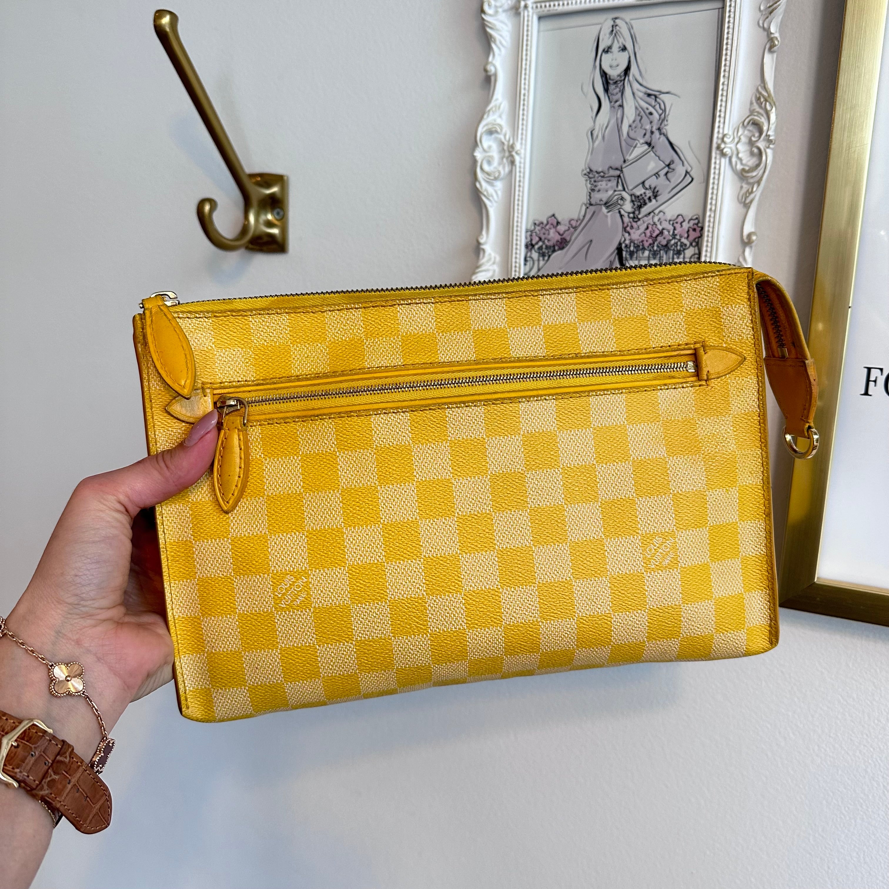 Pre-Owned LOUIS VUITTON Damier Couleurs Modul Shoulder Bag Mimosa