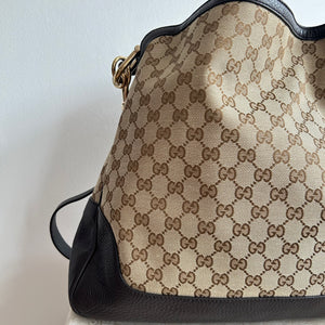 Pre-Owned GUCCI Bamboo GG Canvas Shoulder Bag