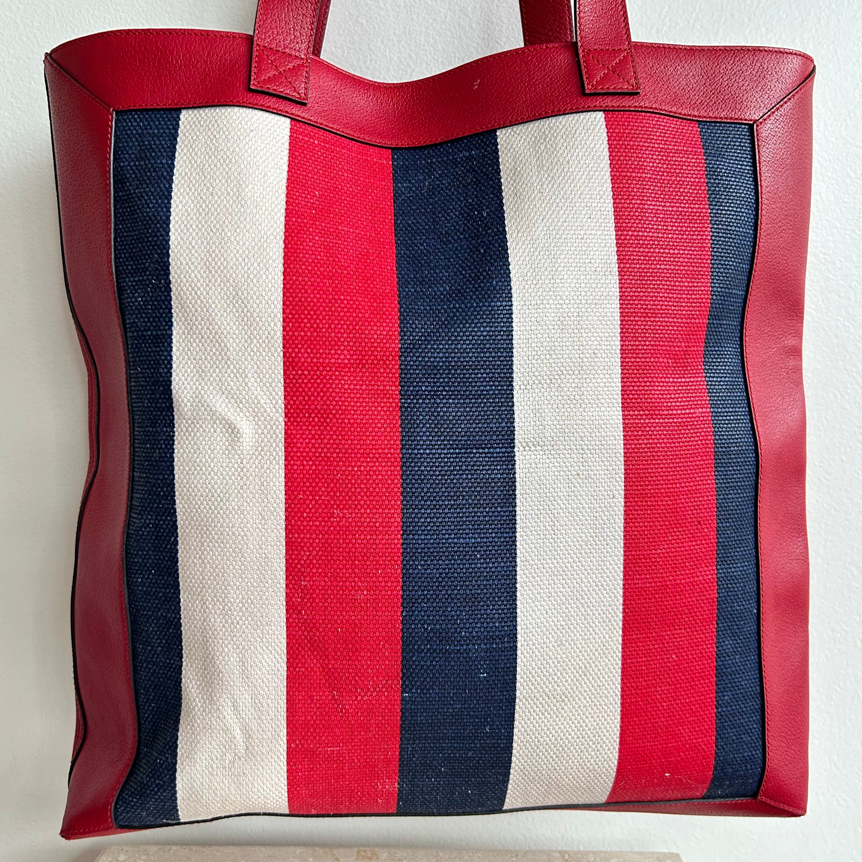 Pre-Owned GUCCI Calfskin Sylvie Stripe Tote Bag