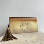 Pre-Owned GUCCI Gold Ombre Leather Soho Clutch