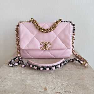 Pre-Owned CHANEL™ 19 Pink Lambskin Handbag