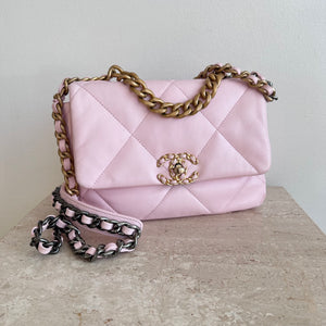 Pre-Owned CHANEL™ 19 Pink Lambskin Handbag