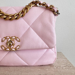 Pre-Owned CHANEL™ 19 Pink Lambskin Handbag