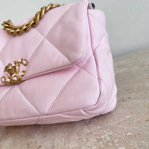 Pre-Owned CHANEL™ 19 Pink Lambskin Handbag