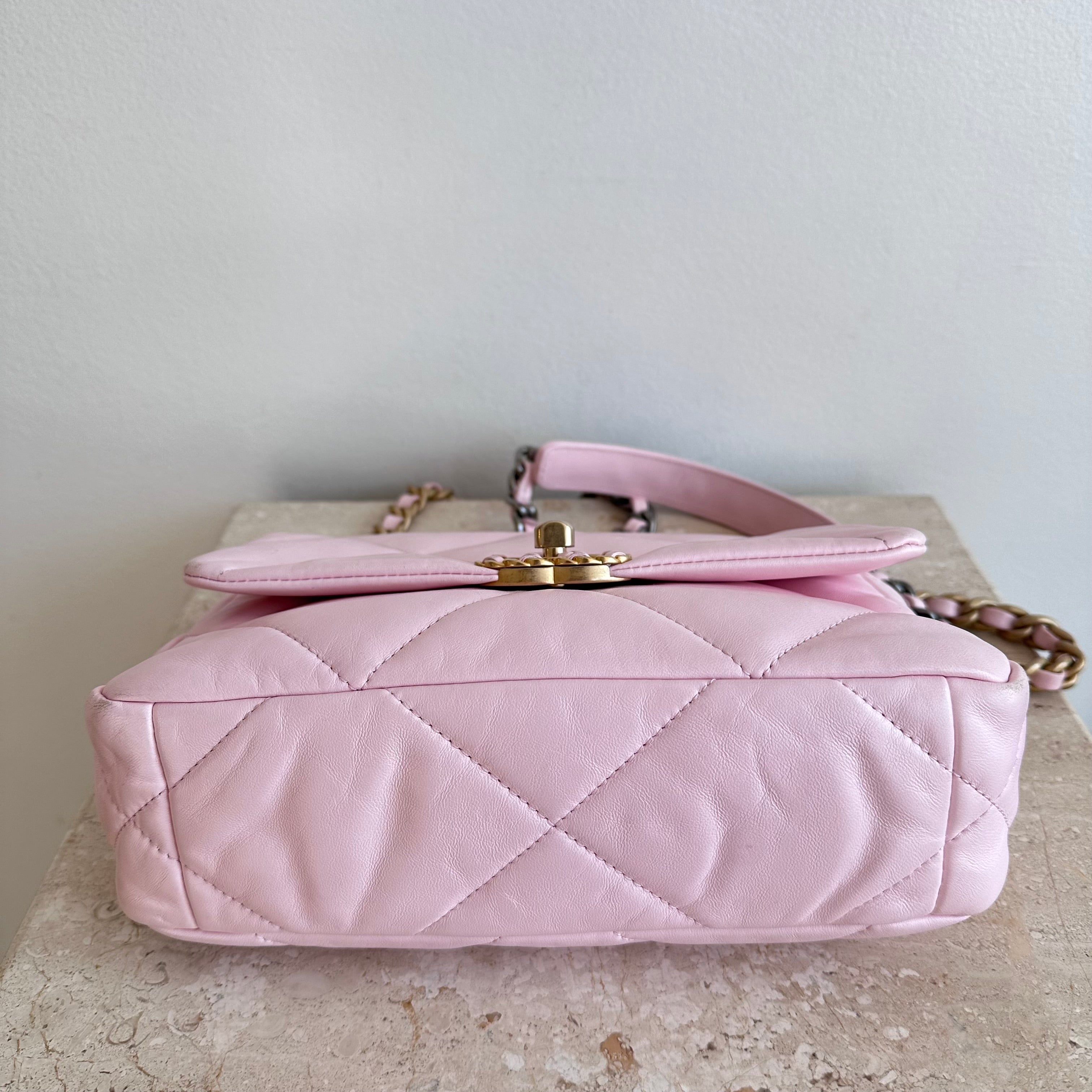 Pre-Owned CHANEL™ 19 Pink Lambskin Handbag