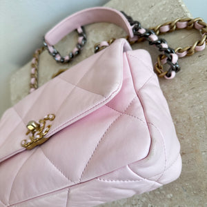 Pre-Owned CHANEL™ 19 Pink Lambskin Handbag