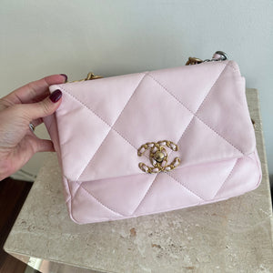 Pre-Owned CHANEL™ 19 Pink Lambskin Handbag