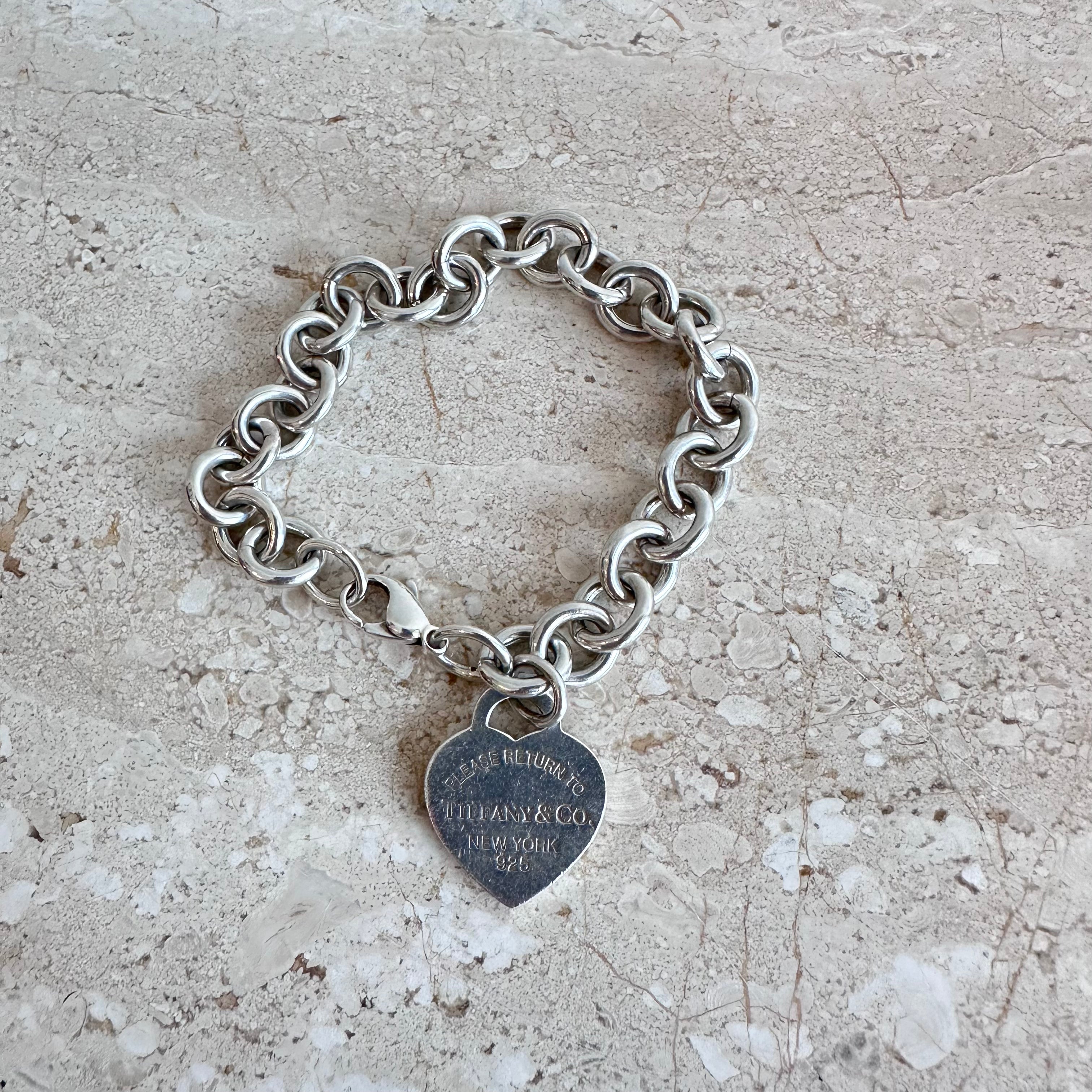 Pre-Owned TIFFANY & CO 925 Sterling Silver Heart Tag Bracelet #2