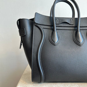 Pre-Owned CELINE Black Leather Drummed Calfskin Micro Luggage