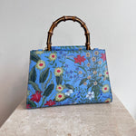 Pre-Owned GUCCI Calfskin Bamboo Web Flora Nymphaea Top Handle Bag