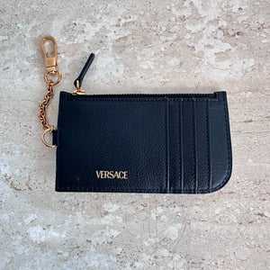 Pre-Owned VERSACE Black Zip Multi Card Case