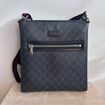 Pre-Owned GUCCI GG Supreme Monogram Web Flat Messenger Bag