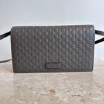 Pre-Owned GUCCI Grey Microguccissima Wallet on Strap