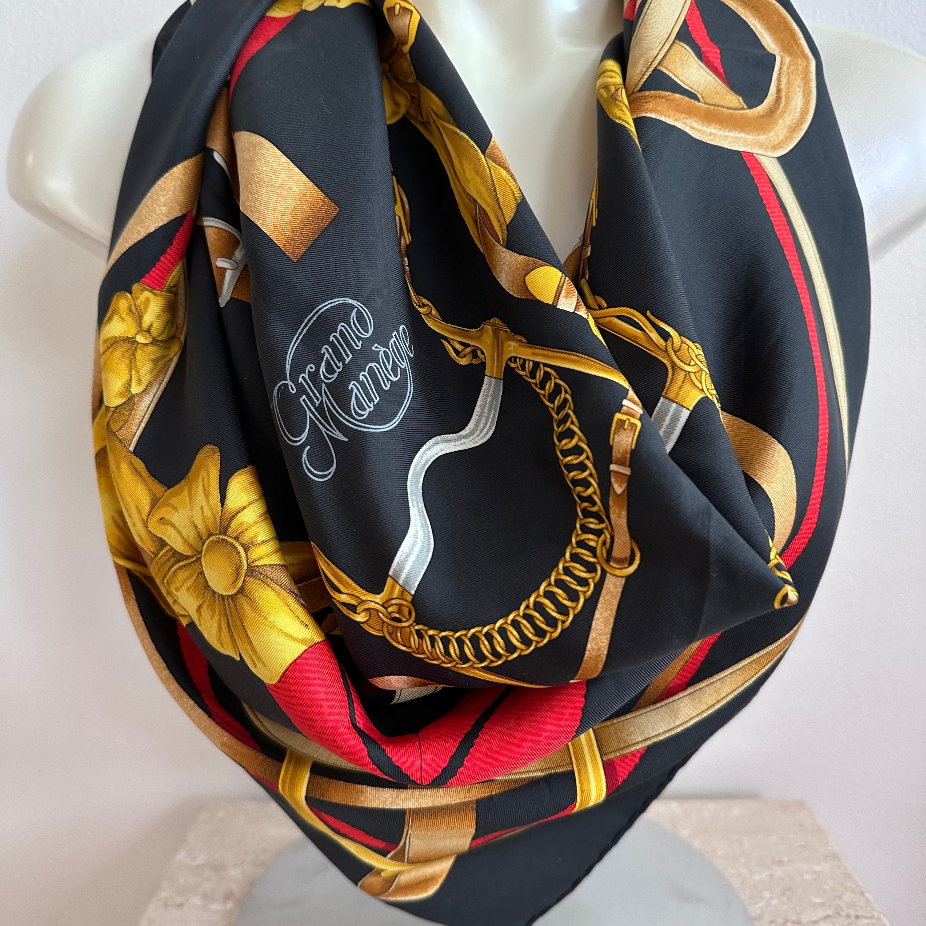 Pre-Owned HERMES Grand Manége Silk Scarf 90