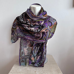 Pre-Owned ETRO Purple Wool/Silk Scarf