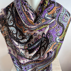 Pre-Owned ETRO Purple Wool/Silk Scarf