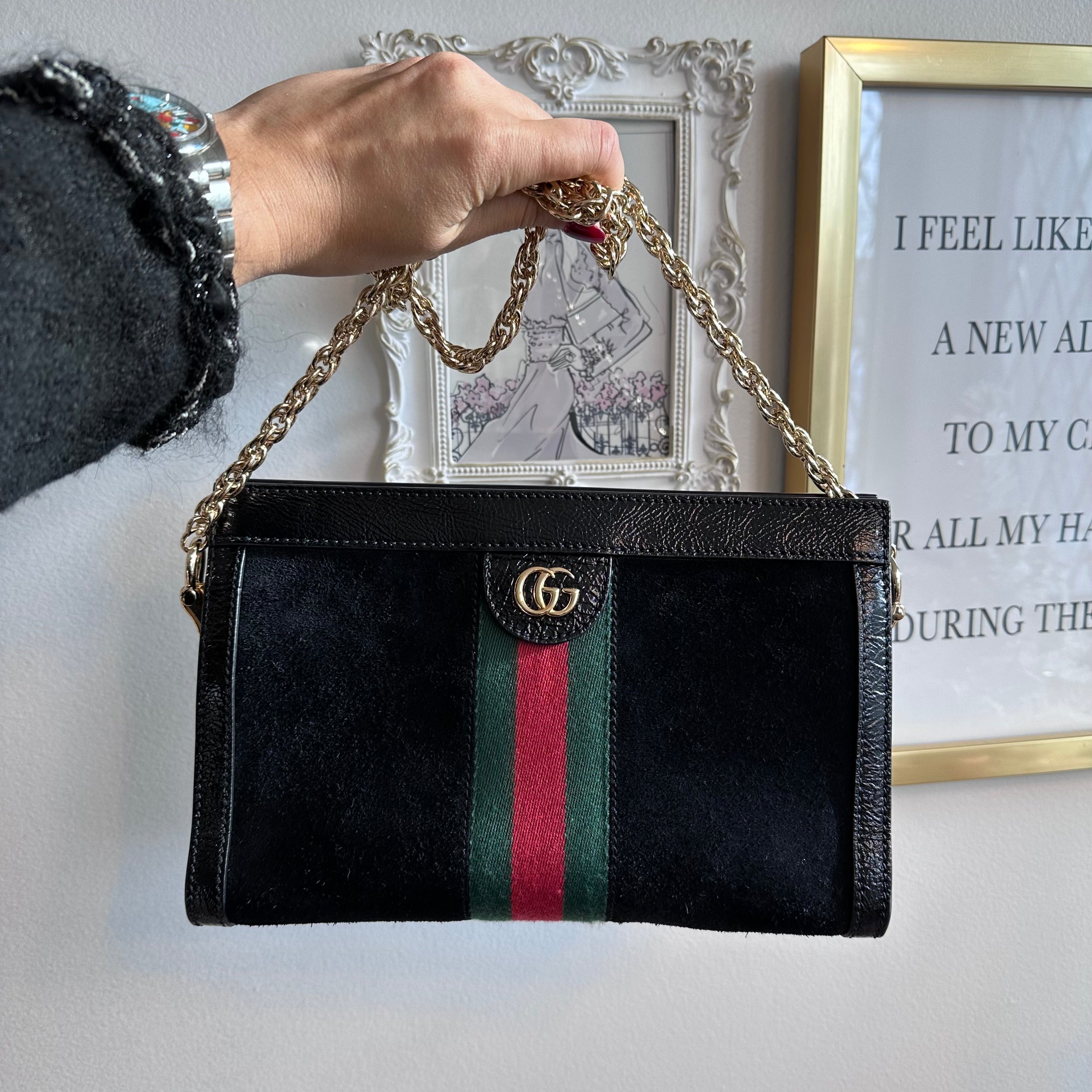 Pre-Owned GUCCI Suede Ophidia Small Shoulder Bag