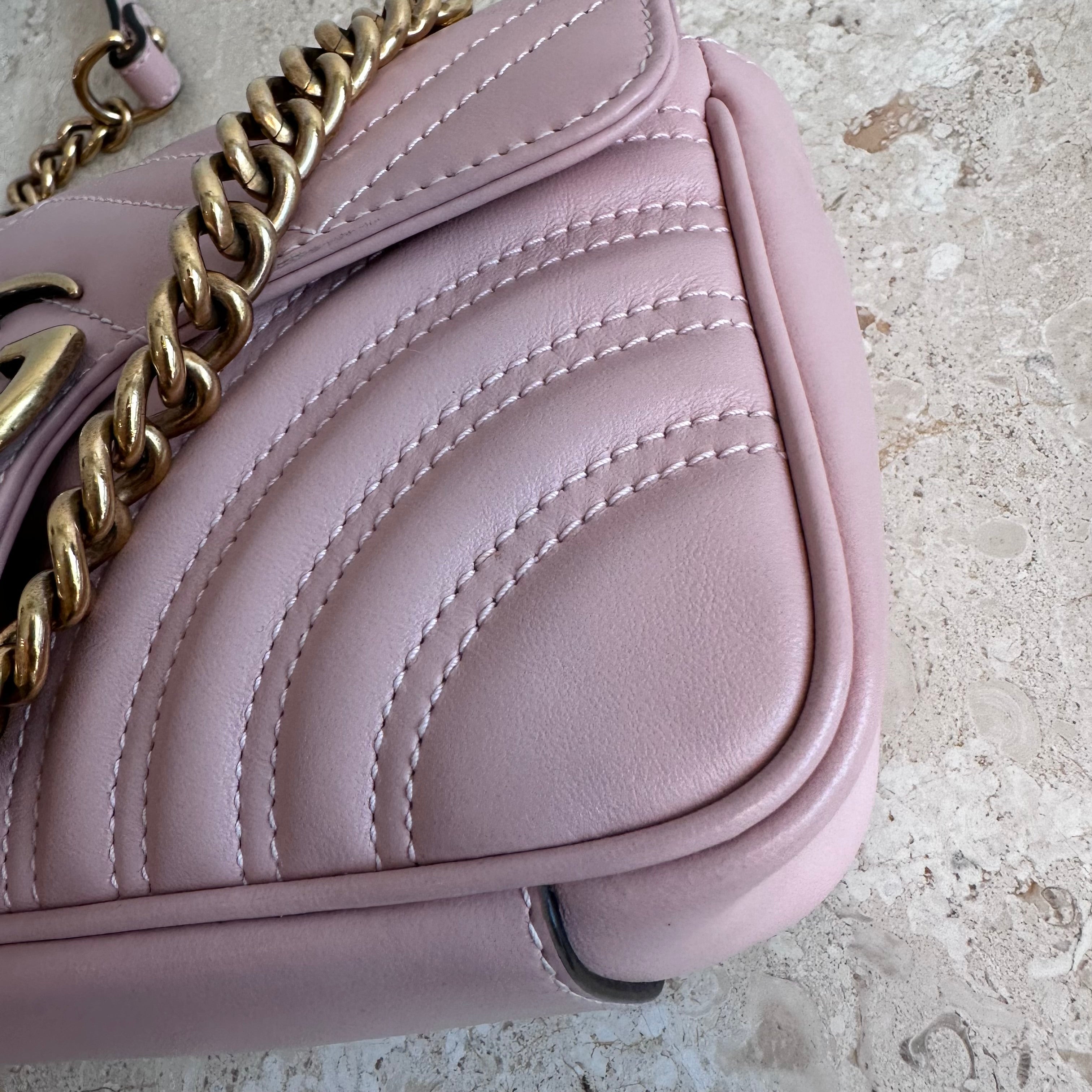 Preloved Gucci GG Marmont Flap Pink Quilted Leather Small Shoulder Bag –  KimmieBBags LLC