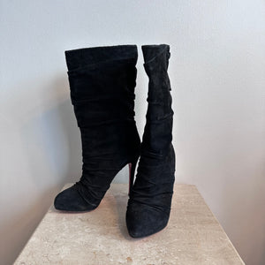 Pre-Owned CHRISTIAN LOUBOUTIN Piros 120 Suede Slouch Boot Size 39.5