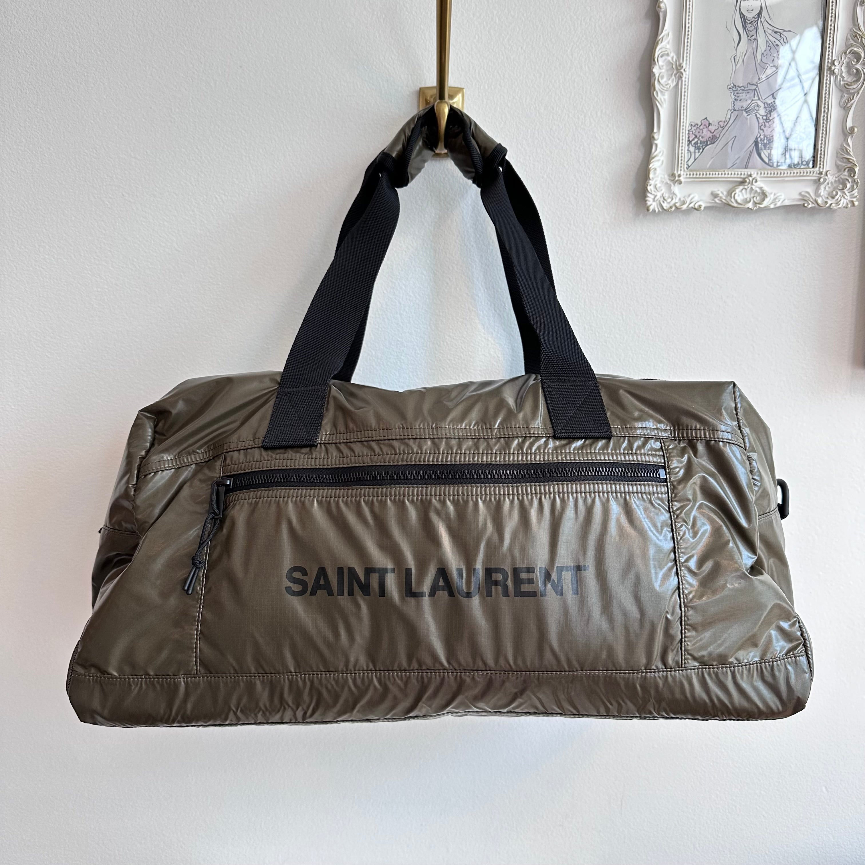 Pre-Owned SAINT LAURENT Army Green Nuxx Nylon Duffle