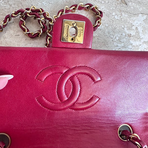 Pre-Owned CHANEL™ Red Lambskin Small Square Flap Bag