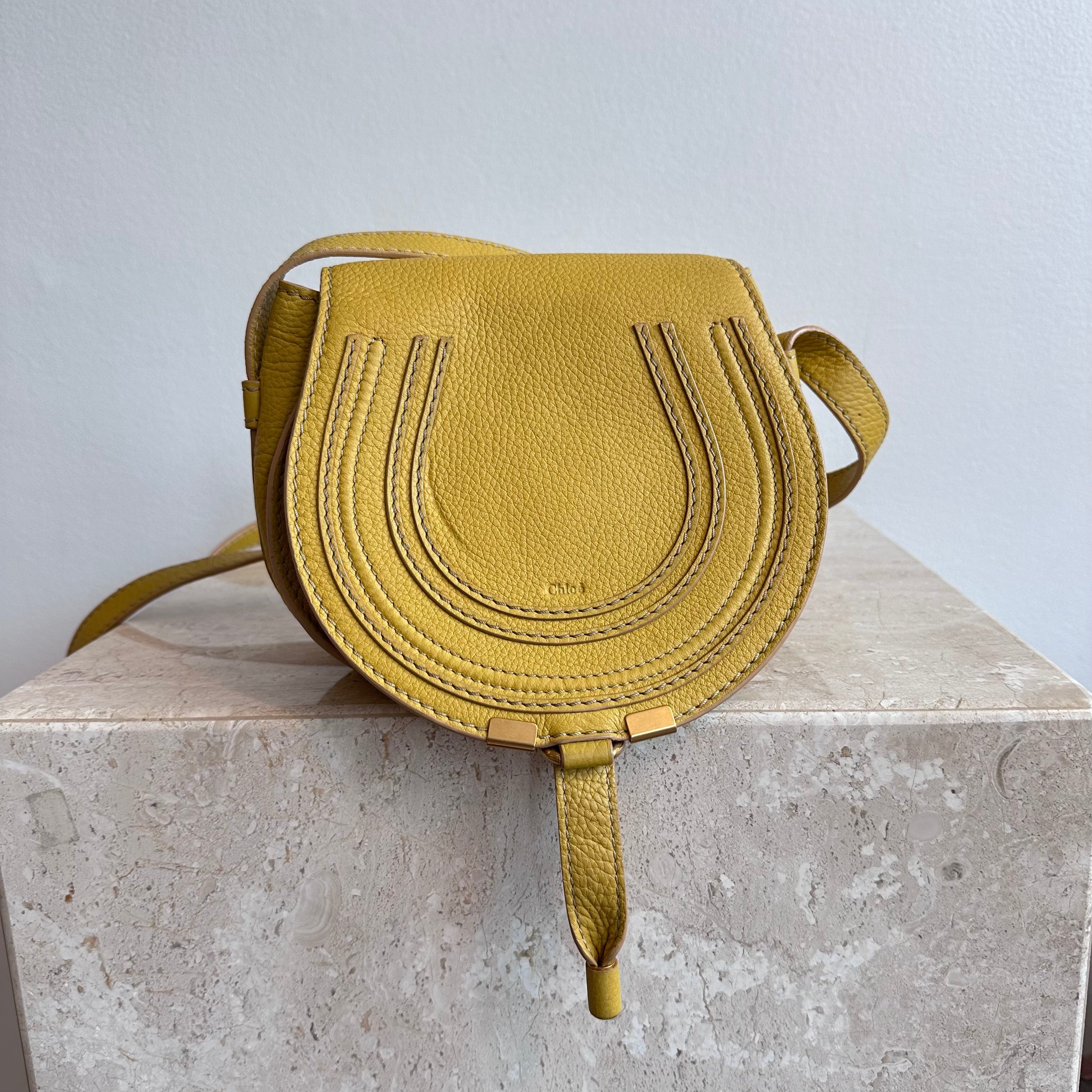 Pre-Owned CHLOE Yellow Marcie Small Saddle Crossbody