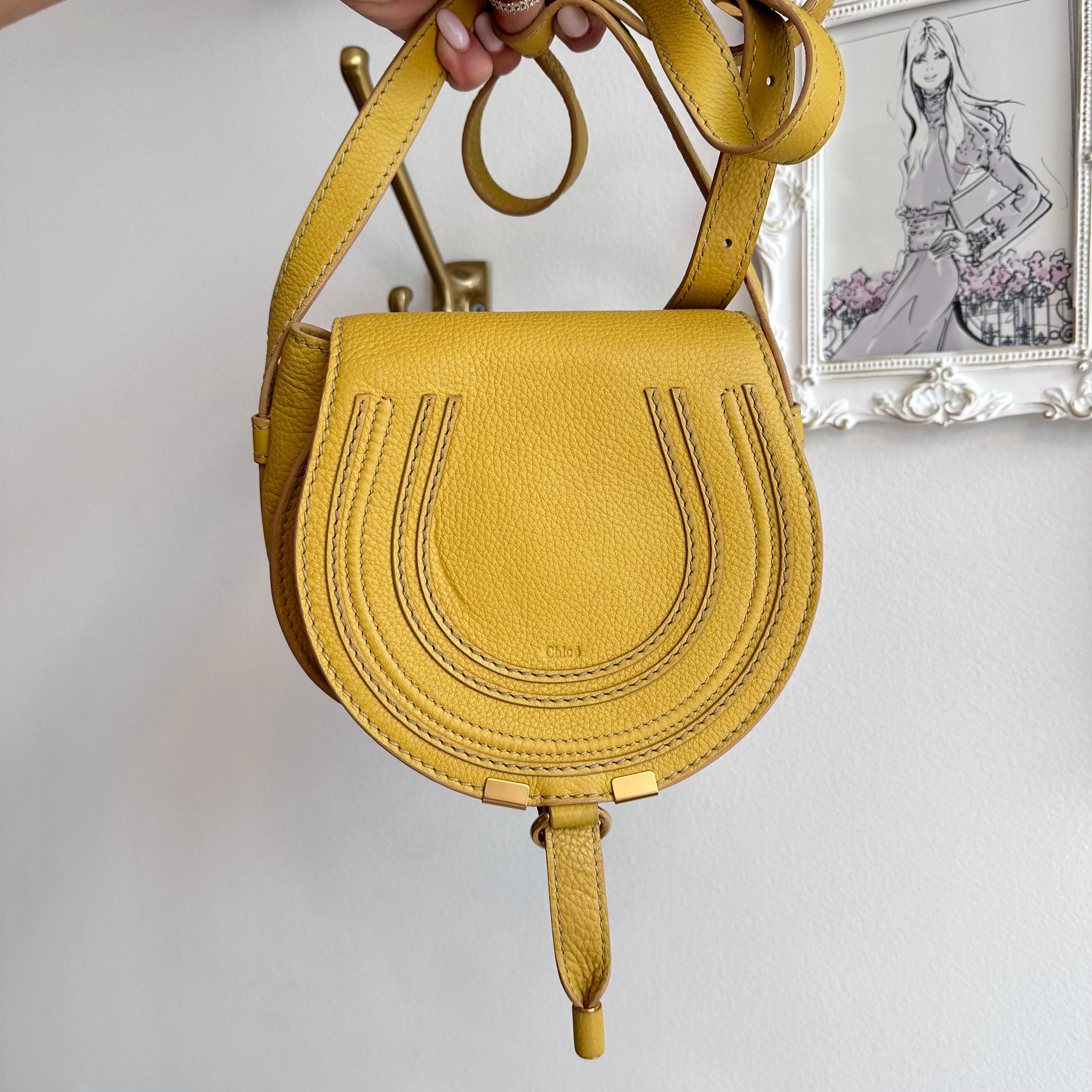 Pre-Owned CHLOE Yellow Marcie Small Saddle Crossbody