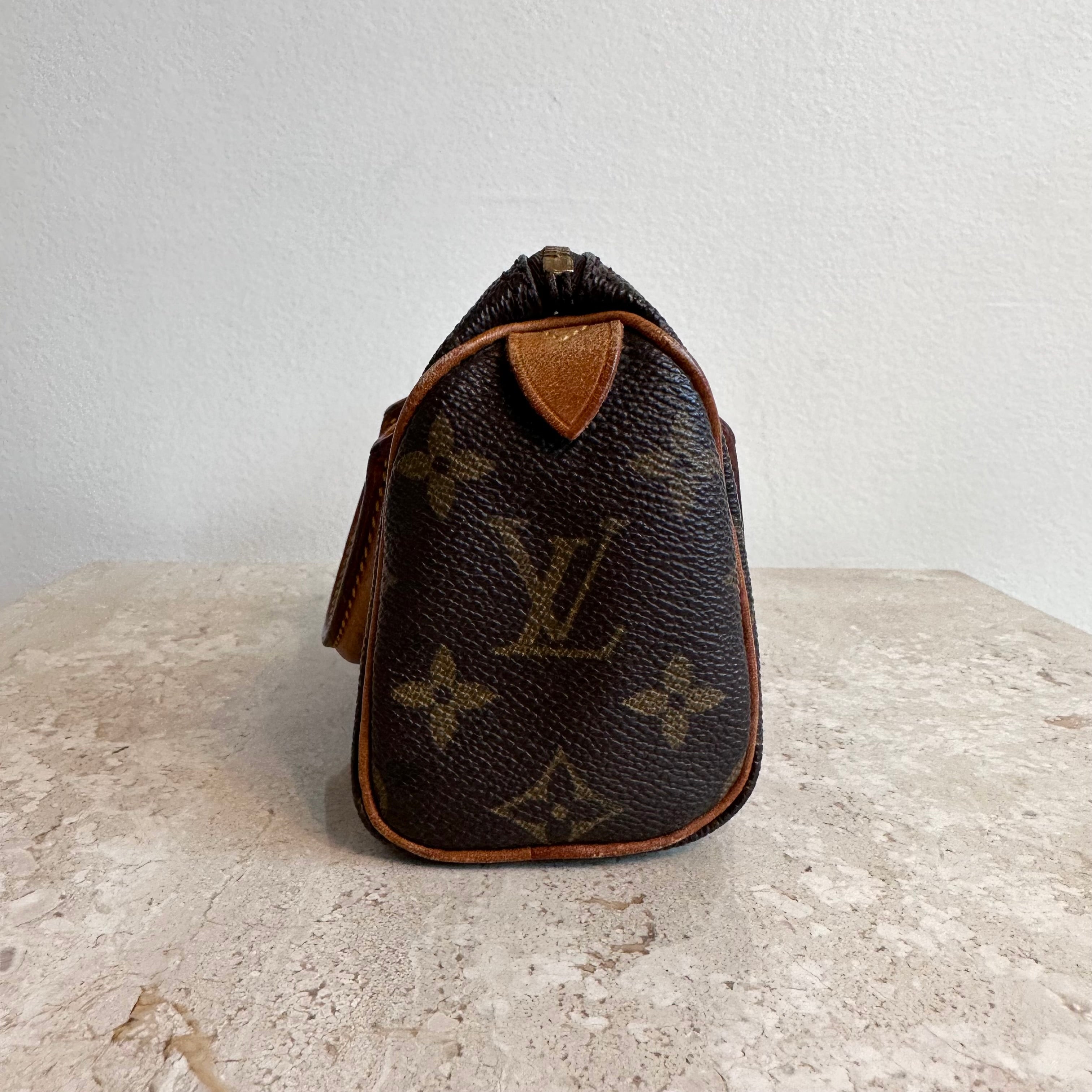 Louis+Vuitton+Speedy+Shoulder+Bag+Nano+Brown+Canvas+Monogram+Coated for  sale online