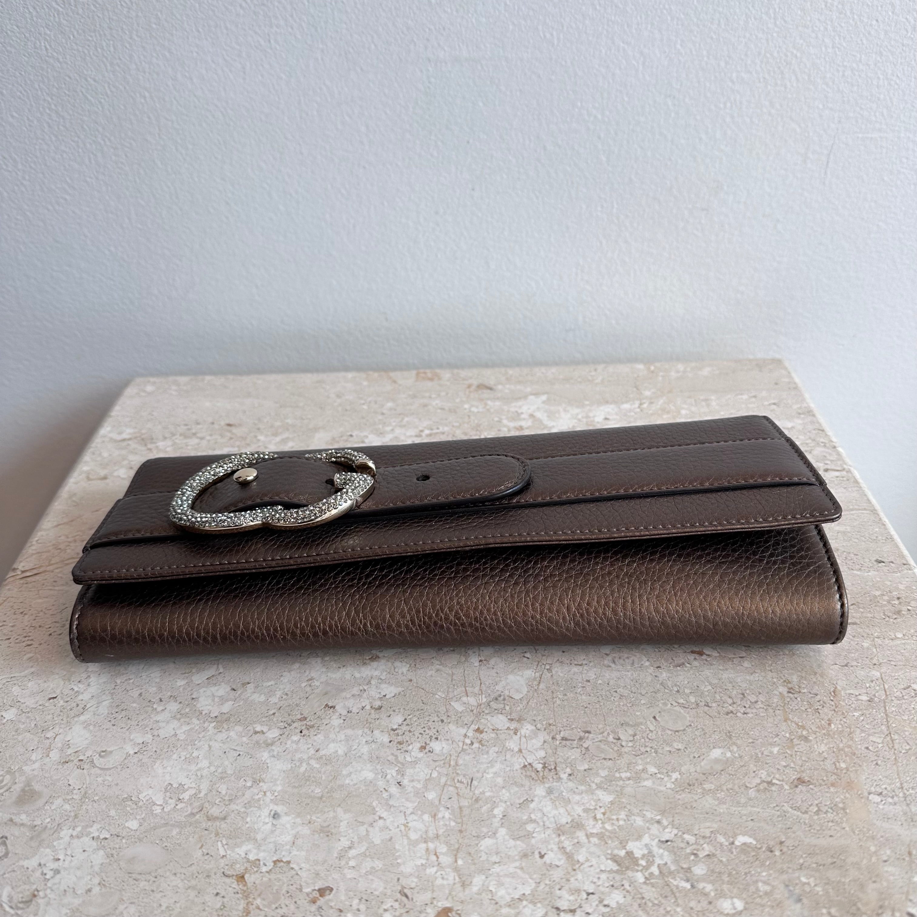 Pre-Owned GUCCI Bronze Romy Clutch