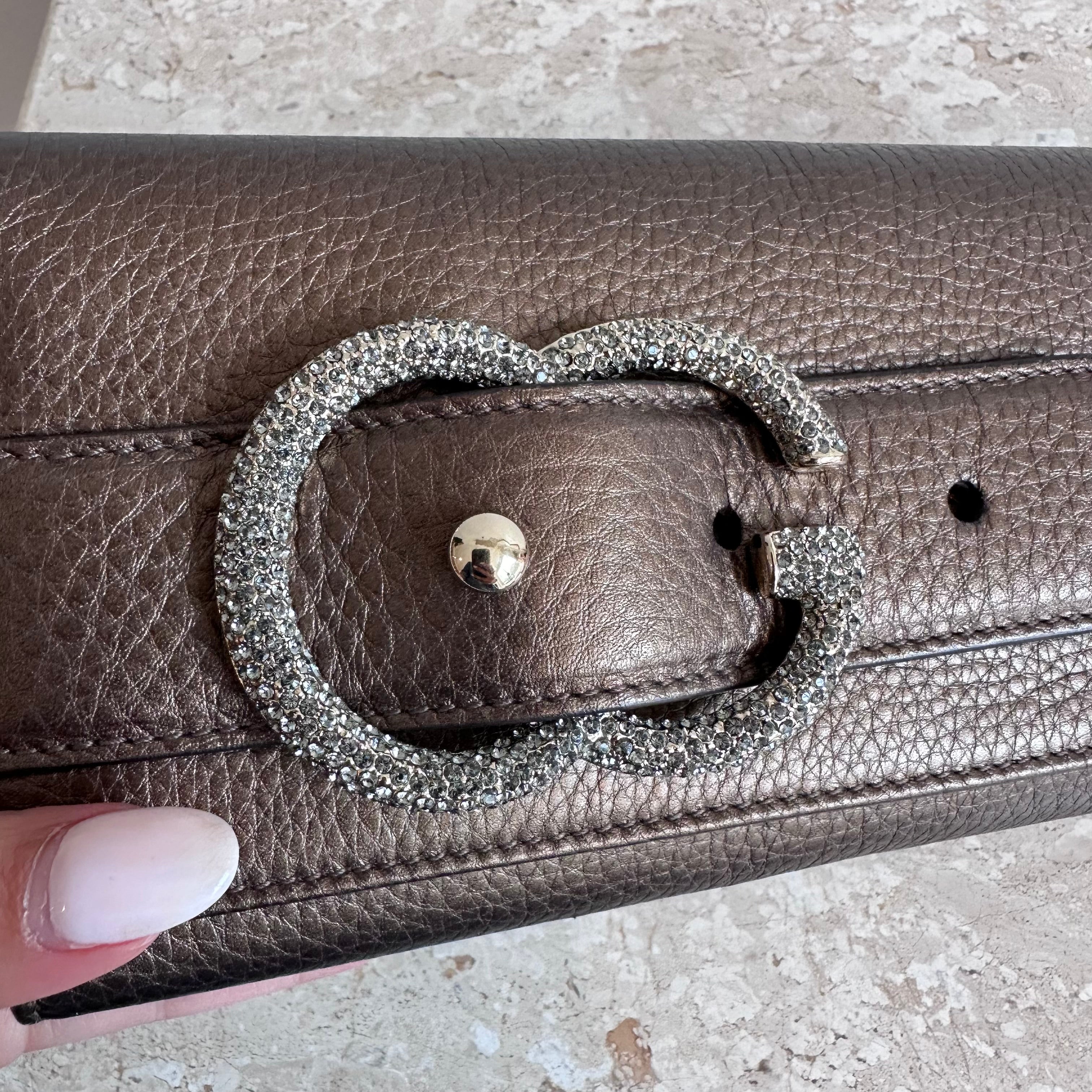 Pre-Owned GUCCI Bronze Romy Clutch