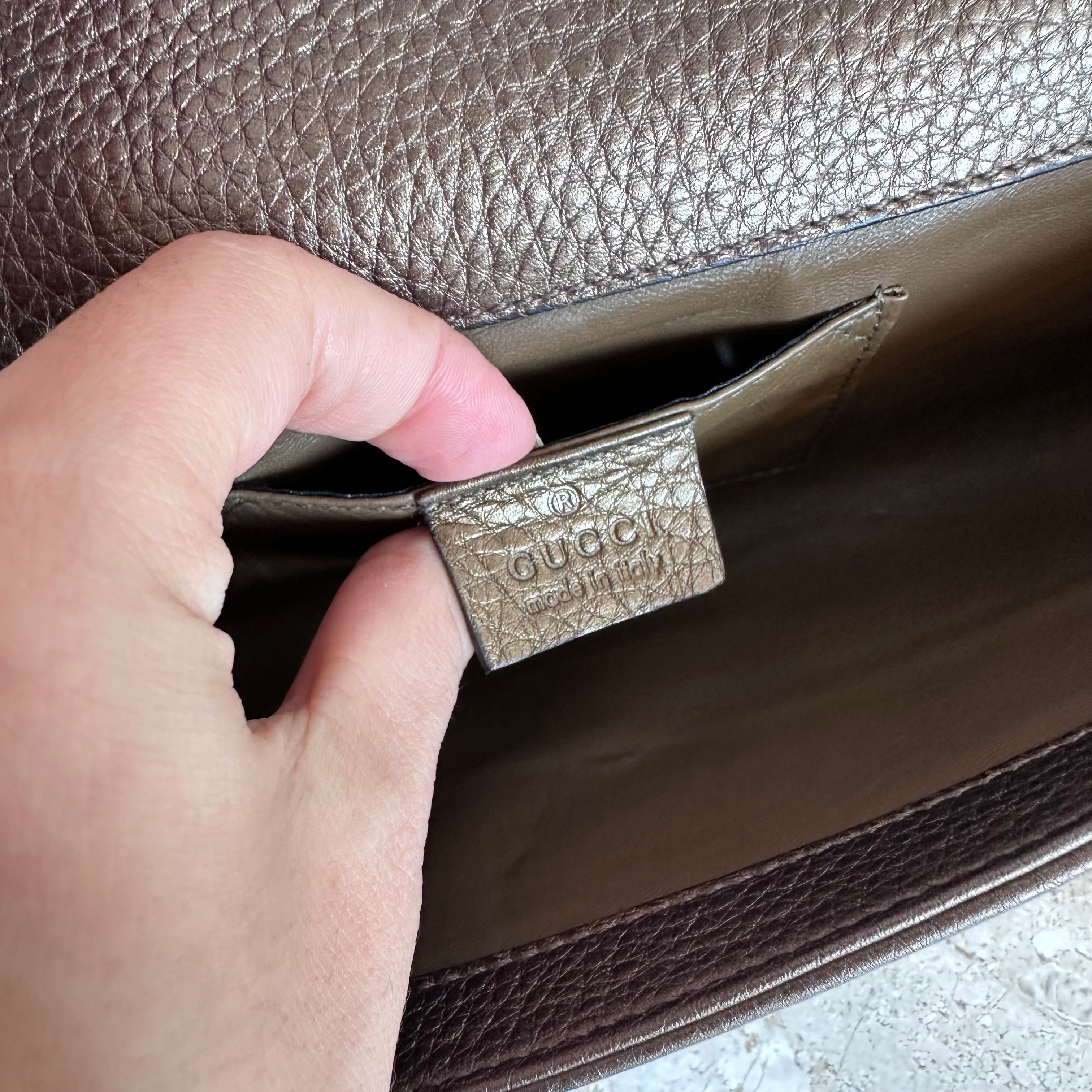 Pre-Owned GUCCI Bronze Romy Clutch