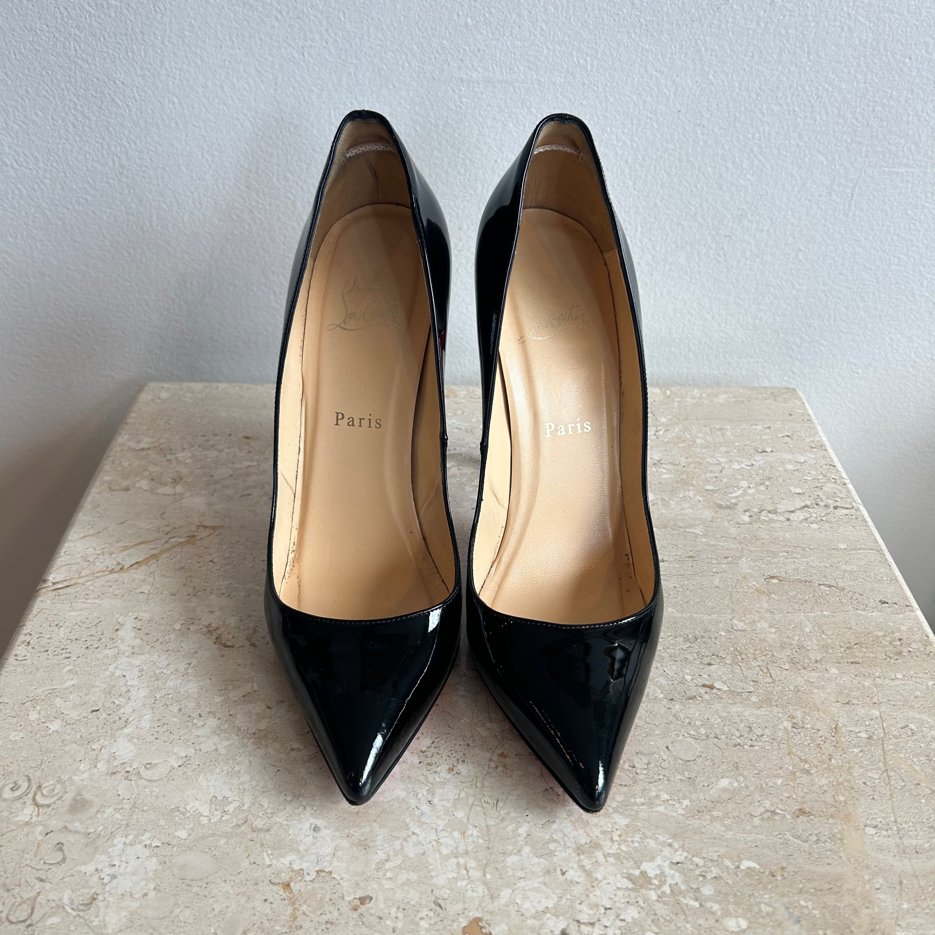 Pre-Owned CHRISTIAN LOUBOUTIN Black Patent Calf Pigalle Size 38.5 120mm