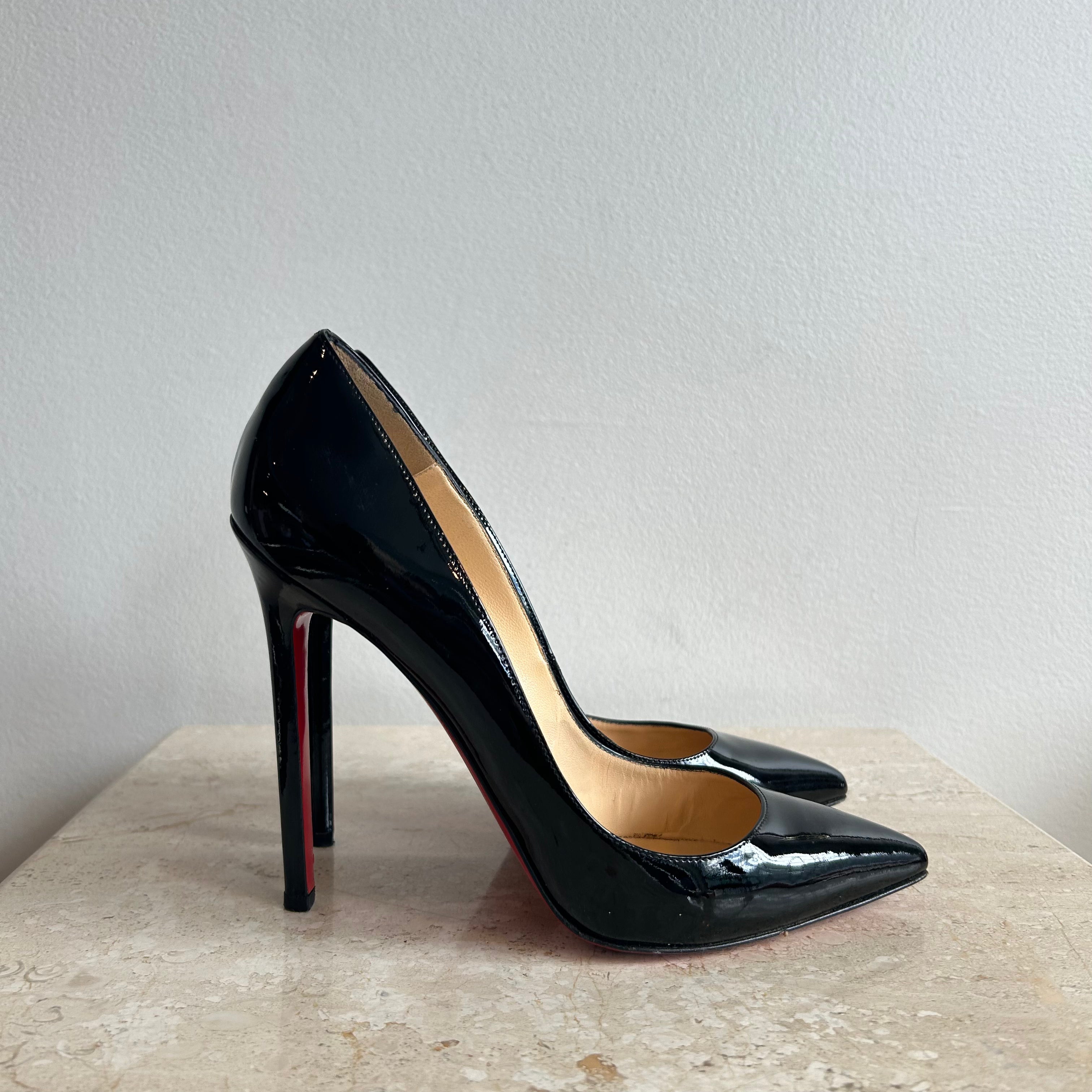 Pre-Owned CHRISTIAN LOUBOUTIN Black Patent Calf Pigalle Size 38.5 120mm