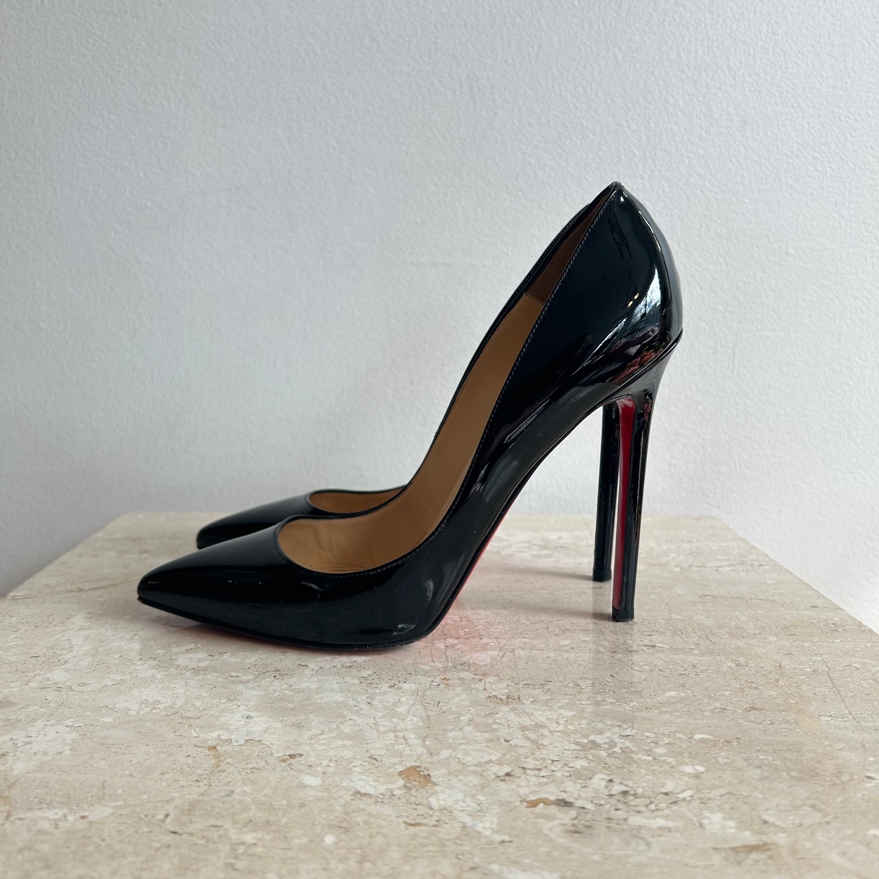 Pre-Owned CHRISTIAN LOUBOUTIN Black Patent Calf Pigalle Size 38.5 120mm