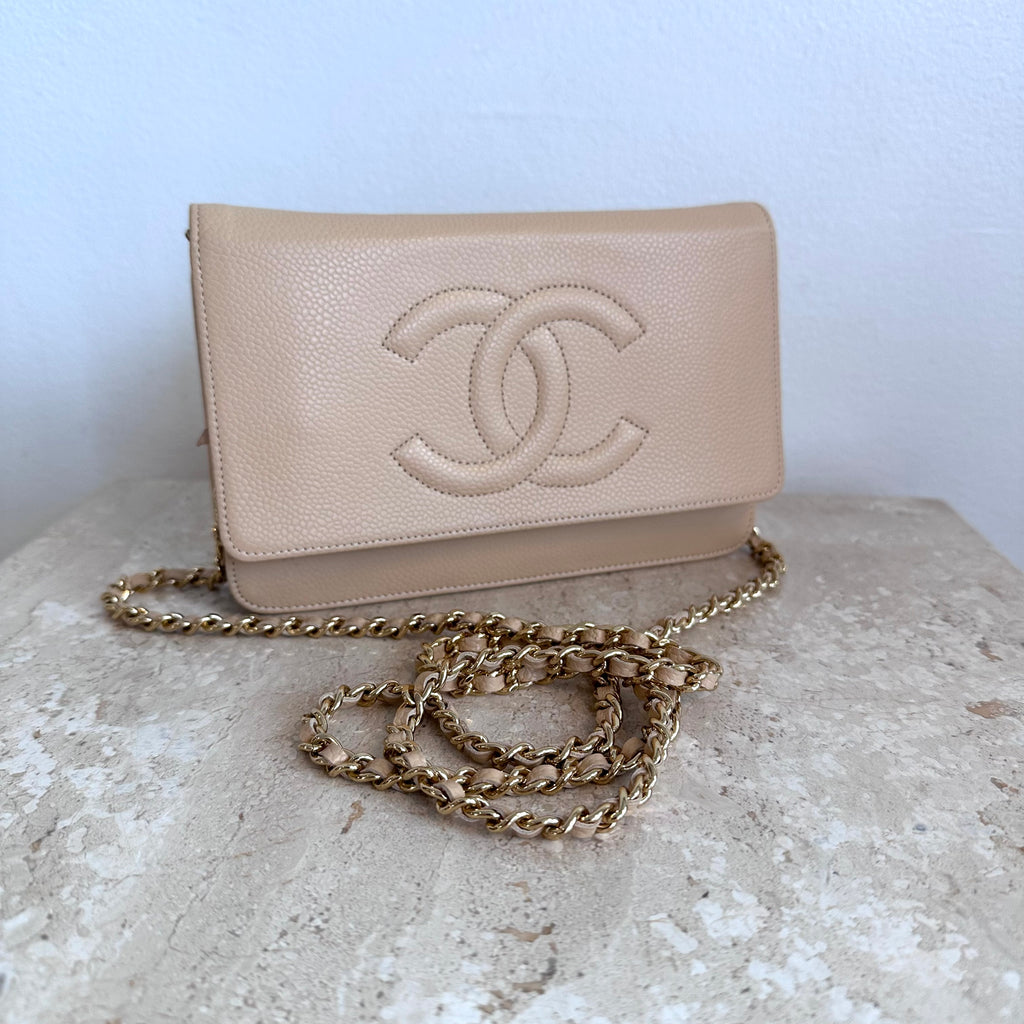 Pre-Owned CHANEL™ Beige Timeless Wallet on Chain