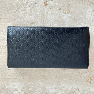 Pre-Owned GUCCI Black Guccissima Wallet