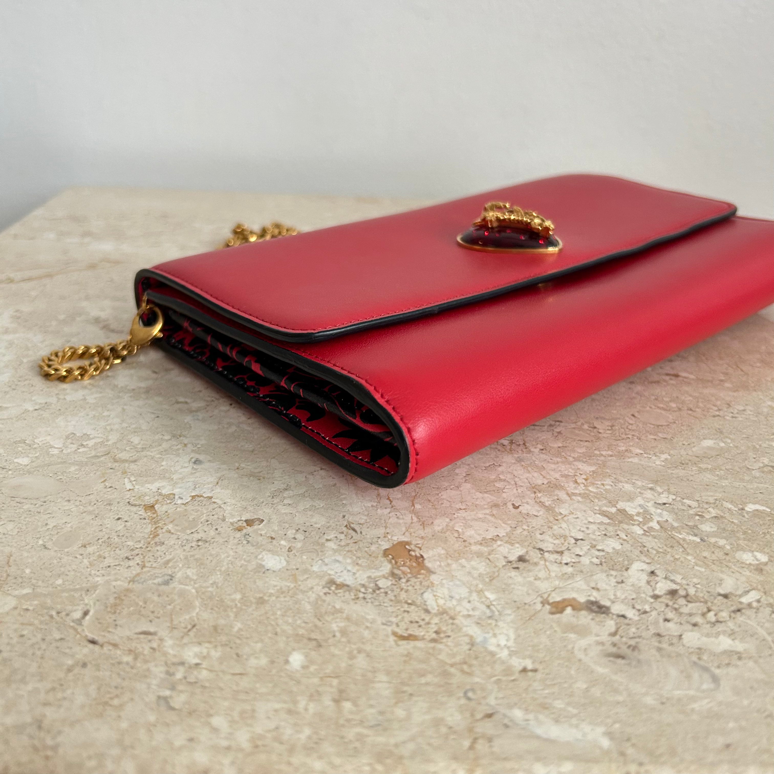 Pre-Owned VERSACE V-Mine Virtus V Heart Flap Clutch