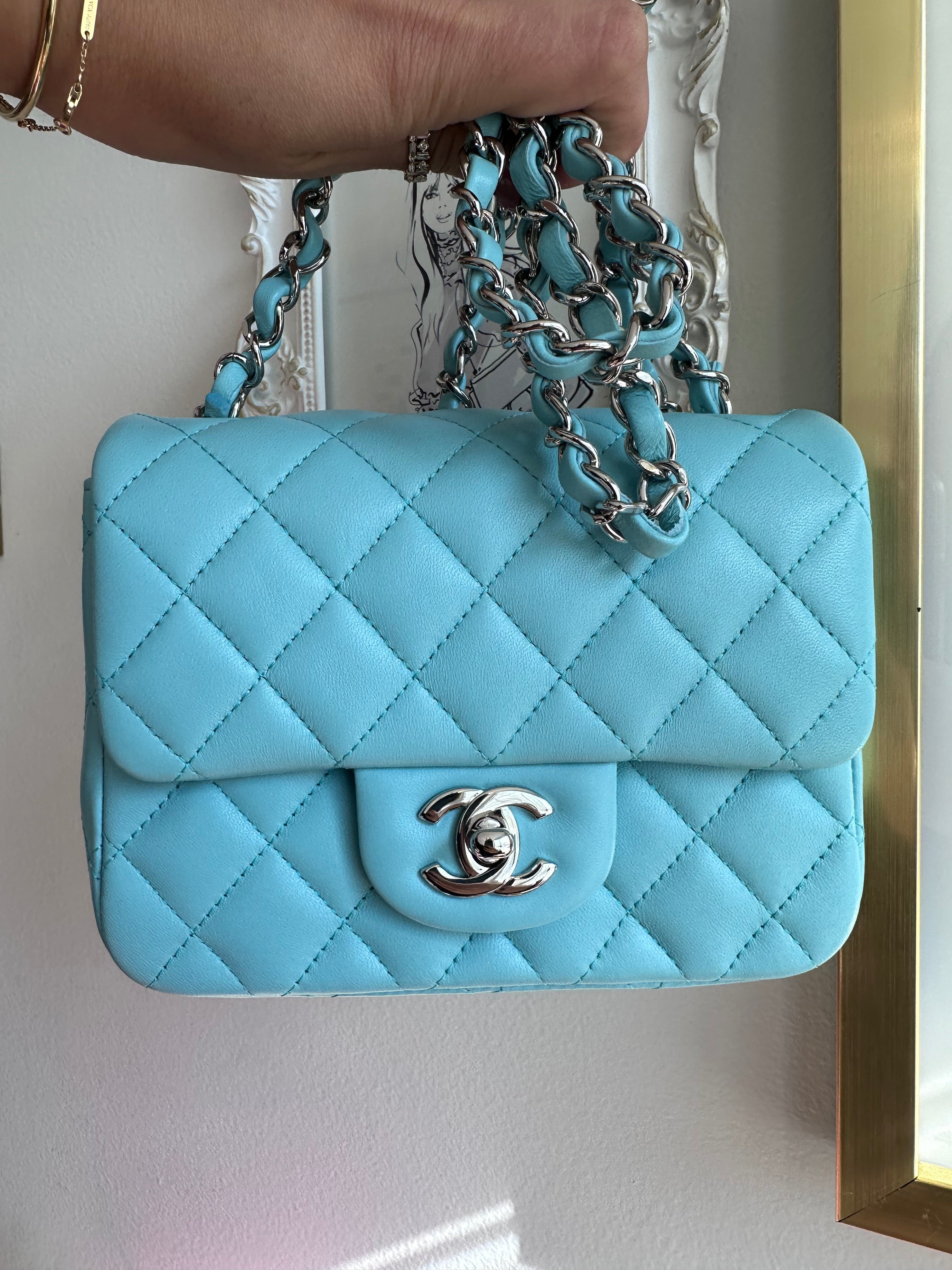 Pre-Owned CHANEL™ Blue Mini Classic Square Bag