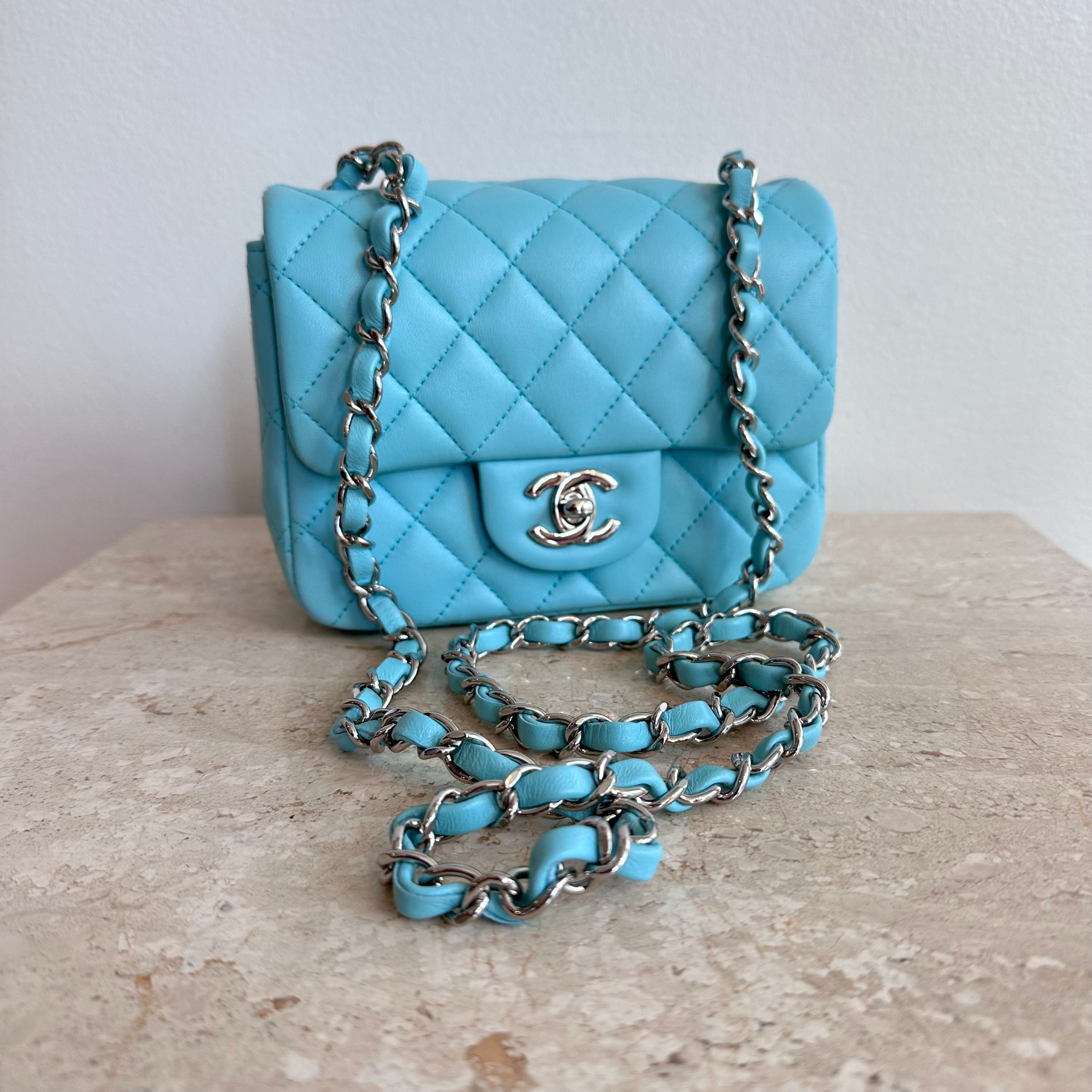 Pre-Owned CHANEL™ Blue Mini Classic Square Bag