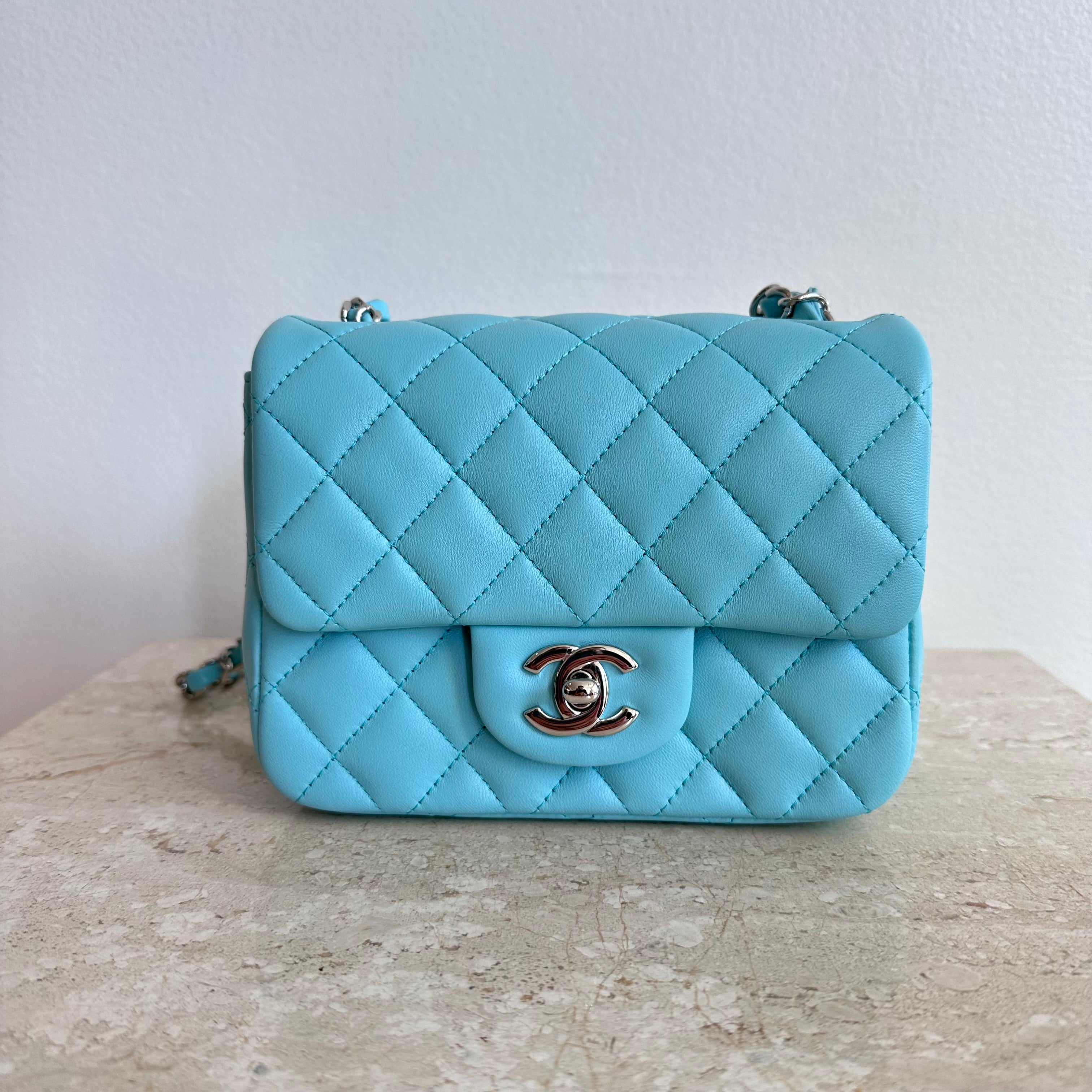 Pre-Owned CHANEL™ Blue Mini Classic Square Bag