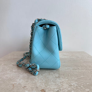 Pre-Owned CHANEL™ Blue Mini Classic Square Bag