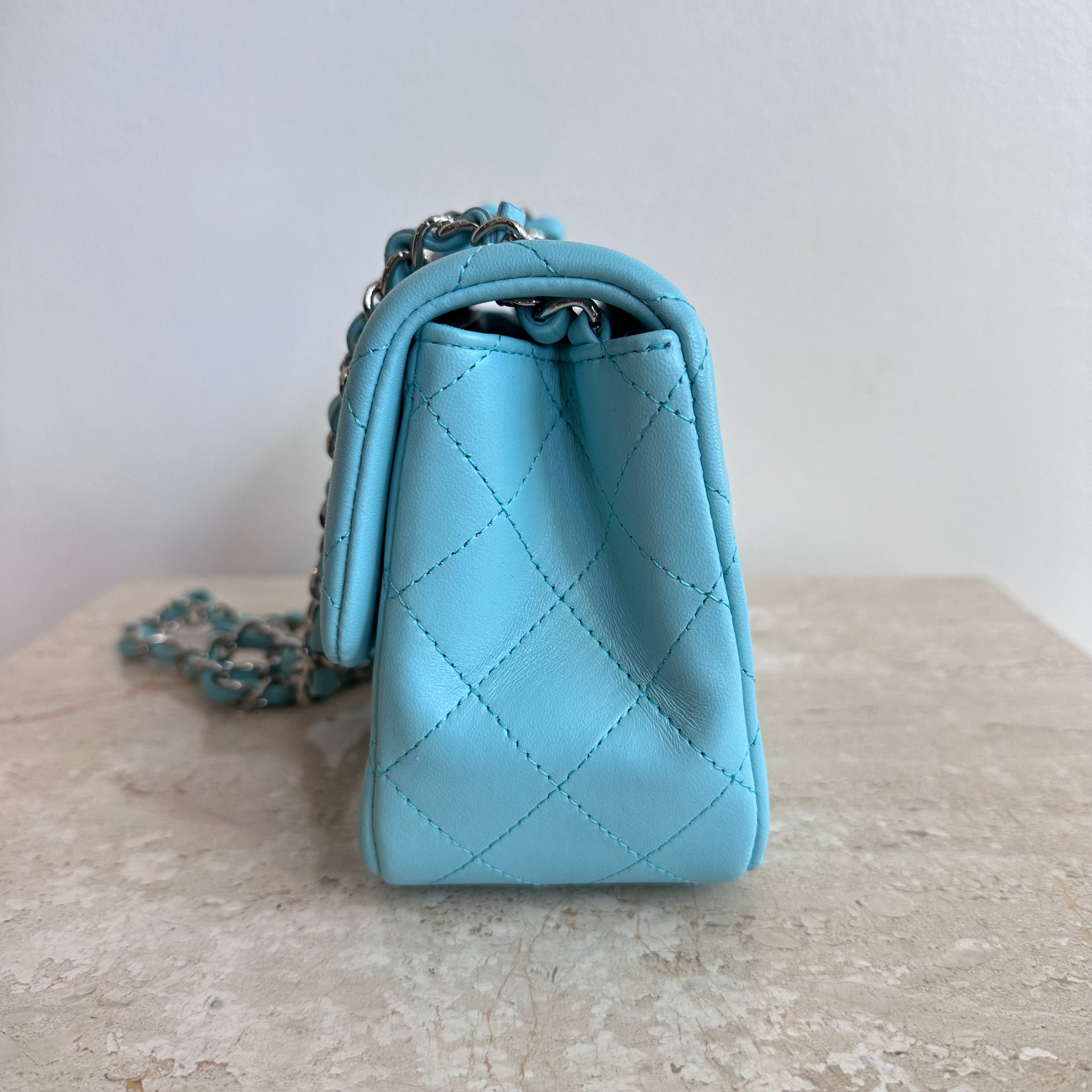 Pre-Owned CHANEL™ Blue Mini Classic Square Bag