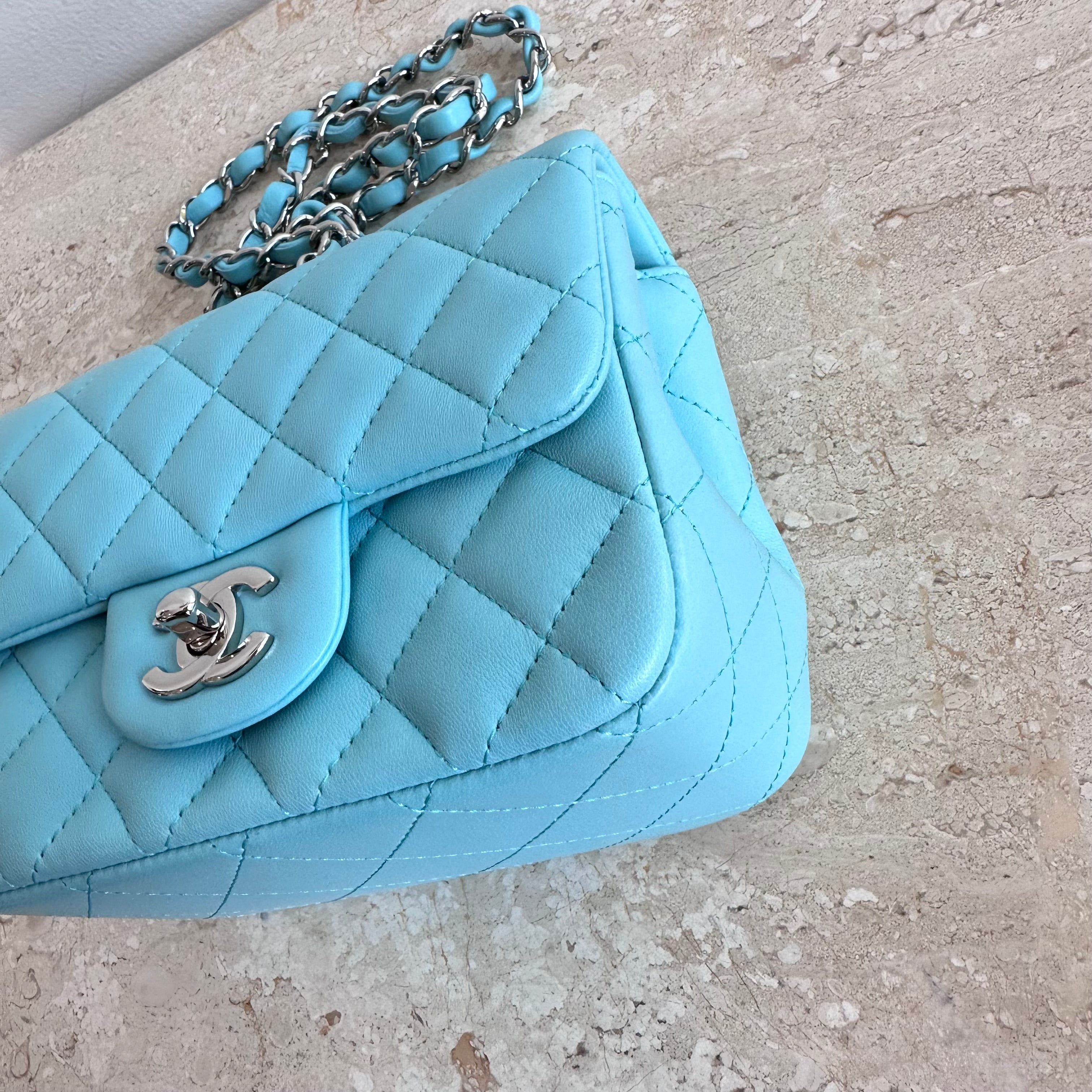 Pre-Owned CHANEL™ Blue Mini Classic Square Bag