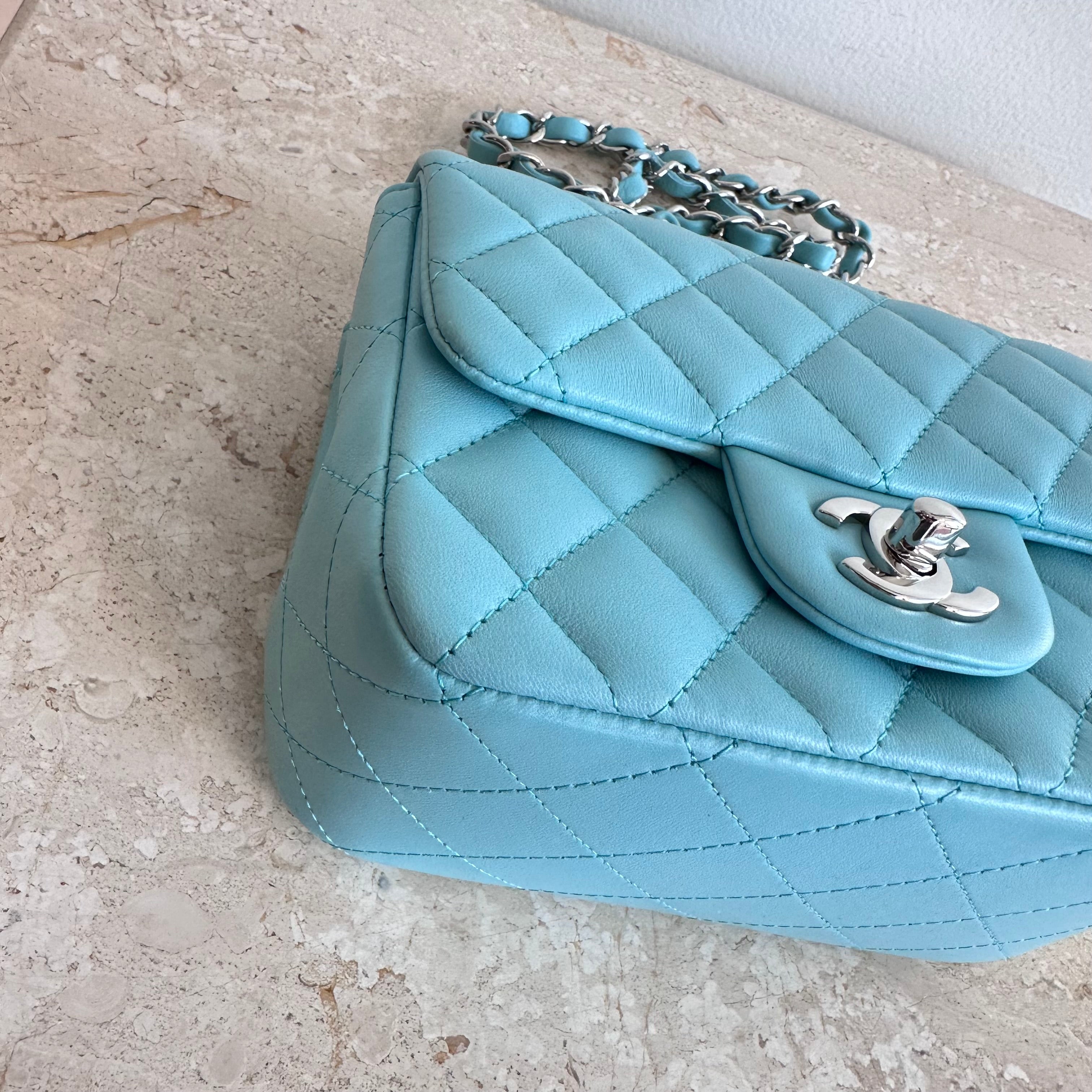 Pre-Owned CHANEL™ Blue Mini Classic Square Bag