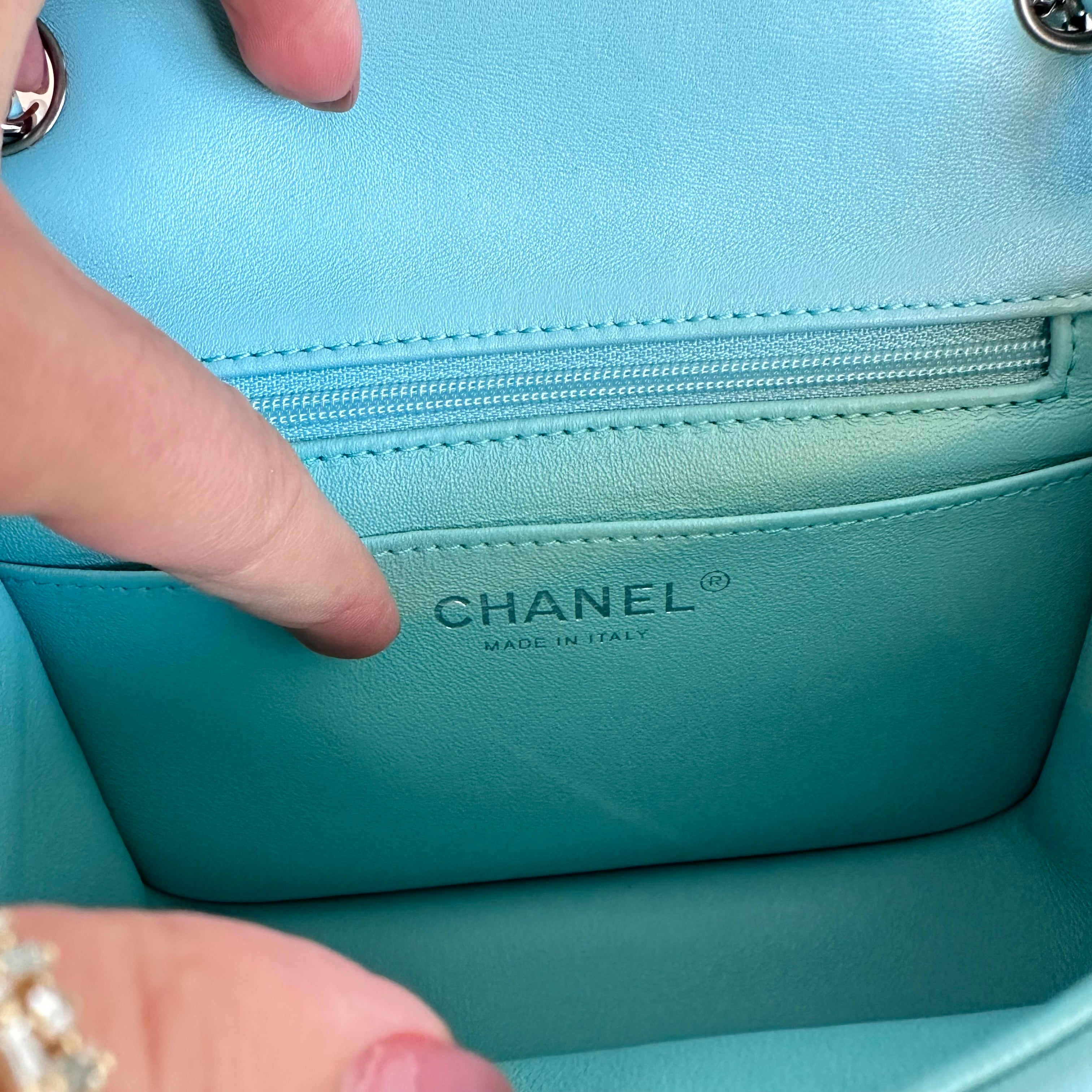 Pre-Owned CHANEL™ Blue Mini Classic Square Bag