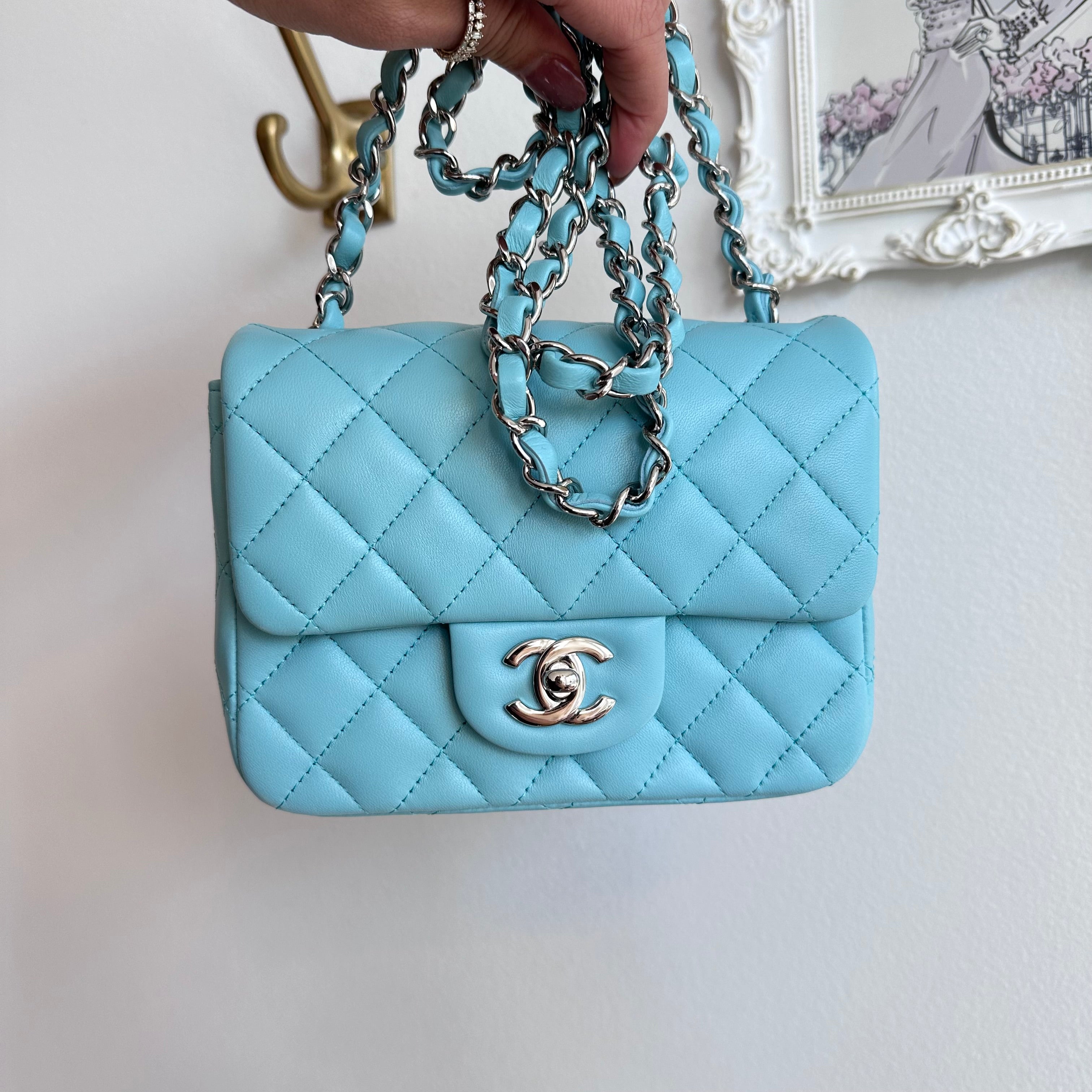 Pre-Owned CHANEL™ Blue Mini Classic Square Bag