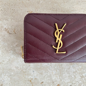 Pre-Owned SAINT LAURENT Cassandre Matelassé Compact Zip Around Wallet